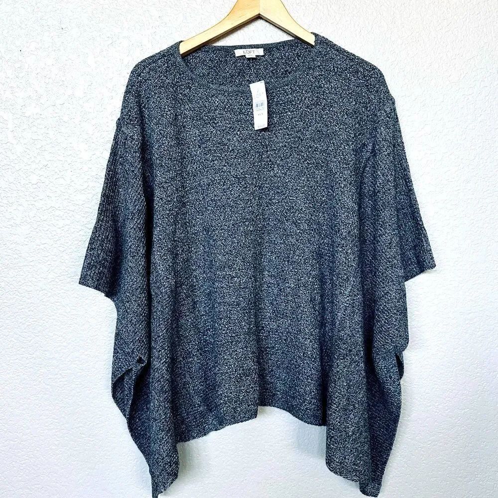 Ann Taylor LOFT Gray Poncho Shawl Sweater